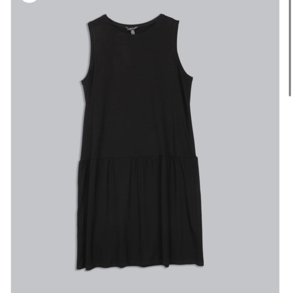 EILEEN FISHER Fine Tencel Jersey Dress small / black